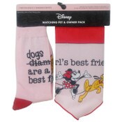 Wholesale - 1pk ADULT MINNIE DOG LOVER CREW SOCKS+BANDANA SIZE 9-11, UPC: 193159187217